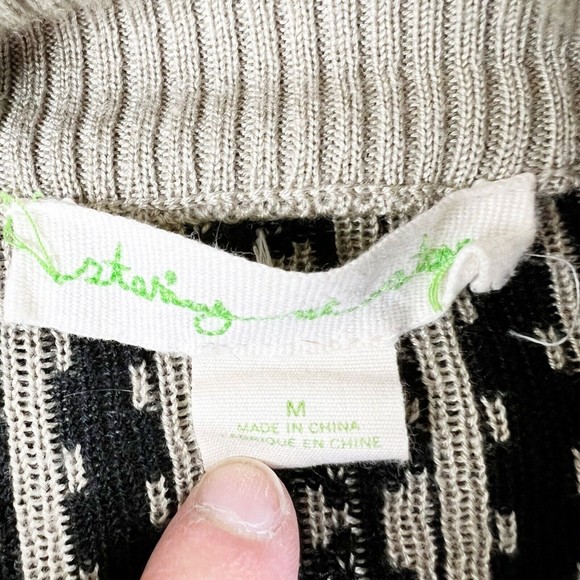 Anthropologie Staring At Stars Open Front Cardigan Sweater Tan Multi Sz M - Picture 3 of 7